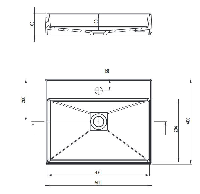 Deante Correo umywalka granitowa stawiana na blat 50x40 cm antracyt metalik CQRTU5S