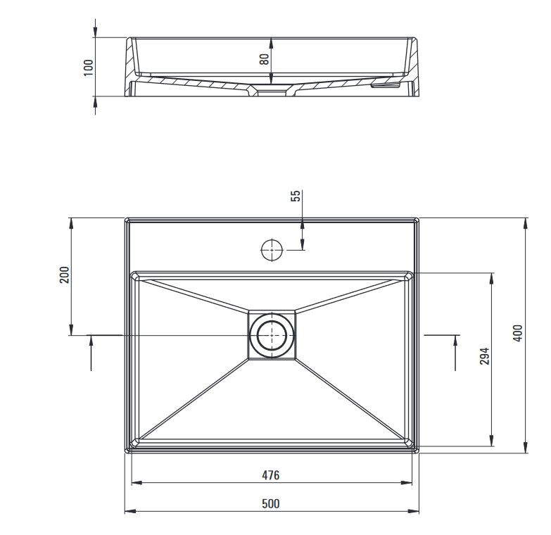 Deante Correo umywalka granitowa stawiana na blat 50x40 cm szary metalik CQRSU5S