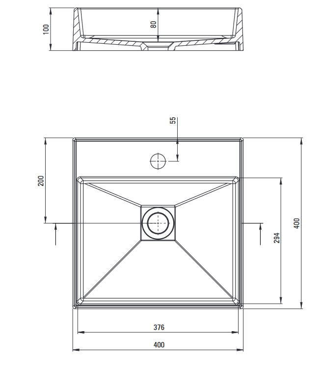 Deante Correo umywalka granitowa stawiana na blat 40x40 cm szary metalik CQRSU4S
