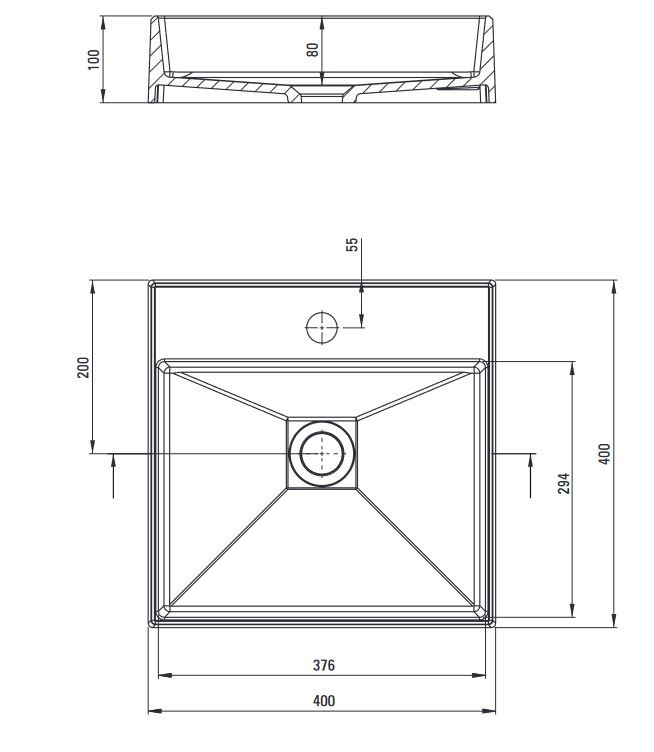 Deante Correo umywalka granitowa stawiana na blat 40x40 cm antracyt CQRTU4S