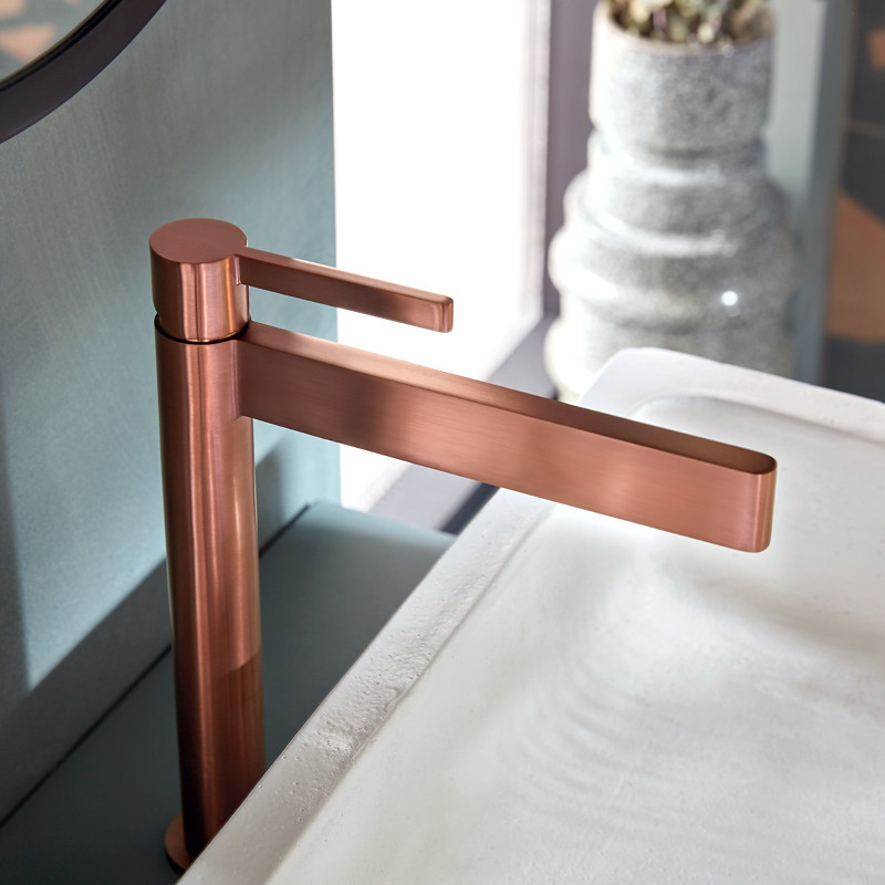 Vado Edit bateria umywalkowa wysoka bez korka miedź brąz szczotkowany IND-EDI100E/SB-BRZ