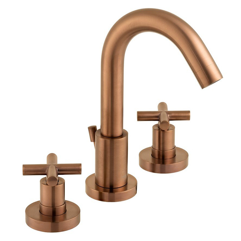 Vado Elements Water bateria umywalkowa trzyotworowa miedź brąz szczotkowany IND-ELW101F-BRZ