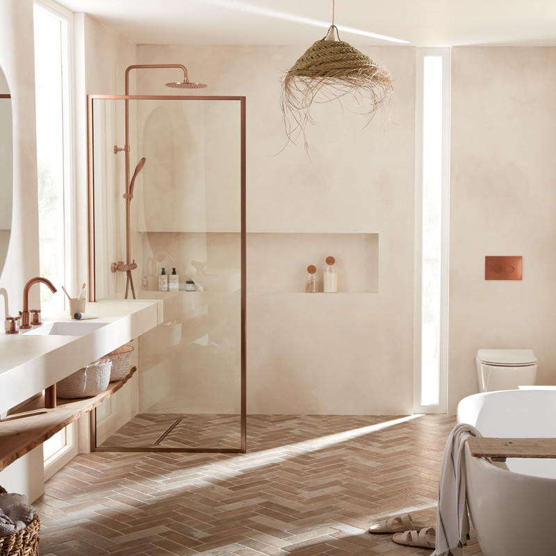 Vado Individual zestaw prysznicowy ścienny z termostatem miedź brąz szczotkowany IND-149RRK-RO-BRZ