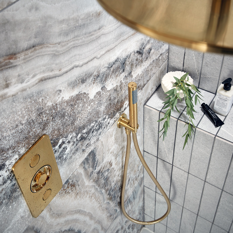 Vado Zone bateria termostatyczna podtynkowa 2-drożna złoty szczotkowany IND-Z128/2-BRG