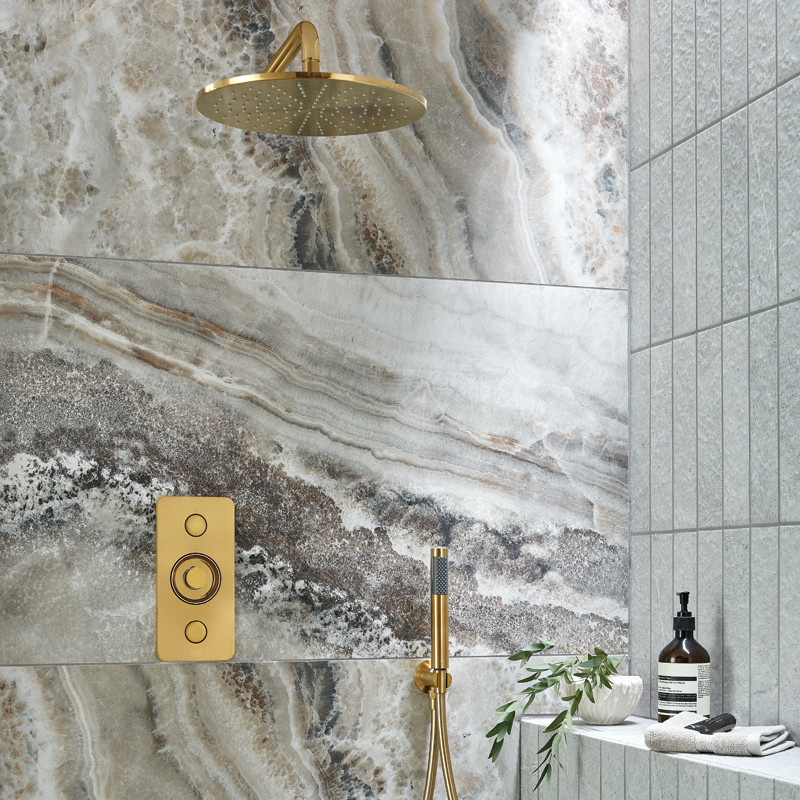 Vado Zone bateria termostatyczna podtynkowa 2-drożna złoty szczotkowany IND-Z128/2-BRG