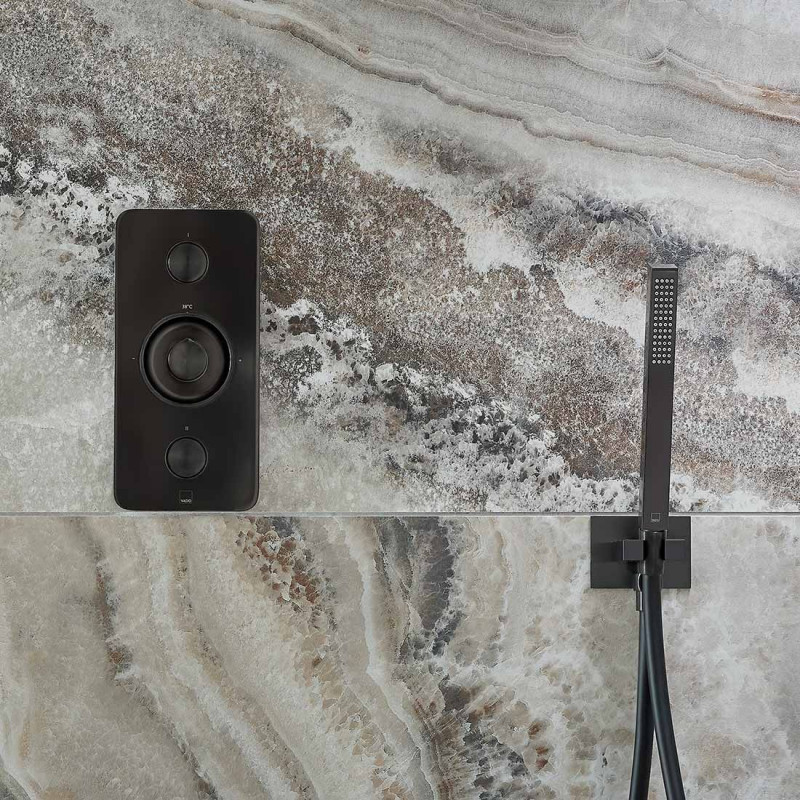 Vado Zone bateria termostatyczna podtynkowa 2-drożna czarny szczotkowany IND-Z128/2-BLK