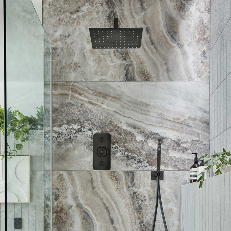 Vado Zone bateria termostatyczna podtynkowa 2-drożna czarny szczotkowany IND-Z128/2-BLK