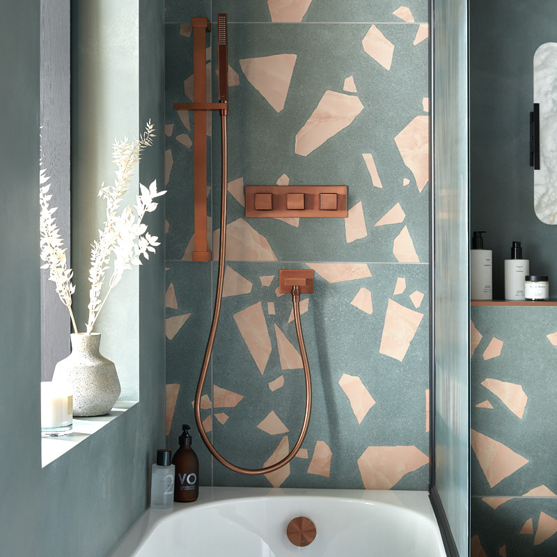 Vado Zoo Individual zestaw prysznicowy z drążkiem 90 cm miedź brąz szczotkowane IND-SFSRK/SQ-BRZ