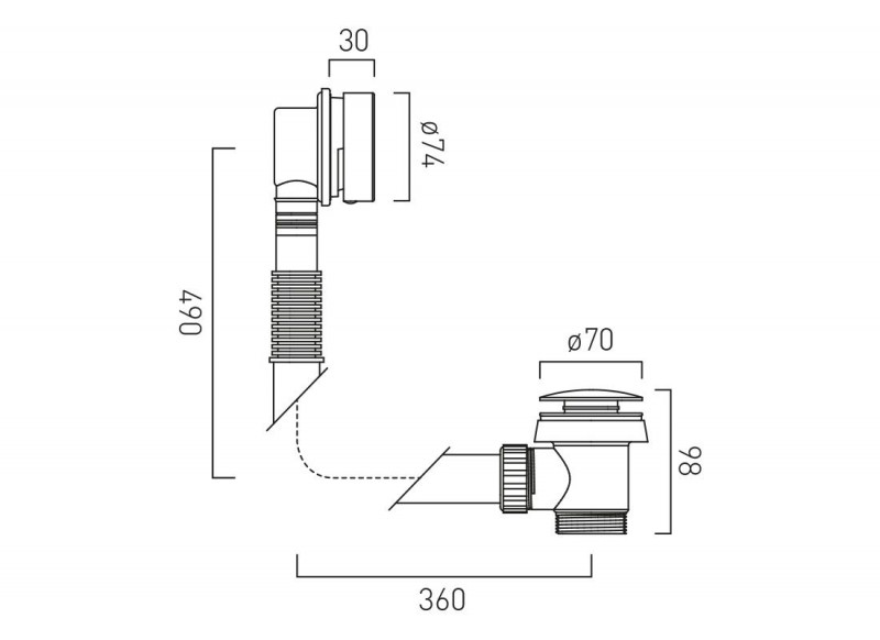 Vado odpływ wannowy z korkiem click-clack i przelewem miedź brąz szczotkowany IND-71389/RO-BRZ
