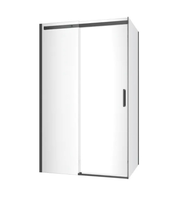 Excellent Rols kabina prostokątna 120x80 cm drzwi przesuwne L/P czarny przeźroczyste Clean Control