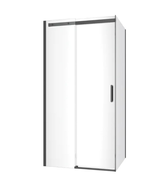Excellent Rols kabina prostokątna 100x80 cm drzwi przesuwne L/P czarny przeźroczyste Clean Control