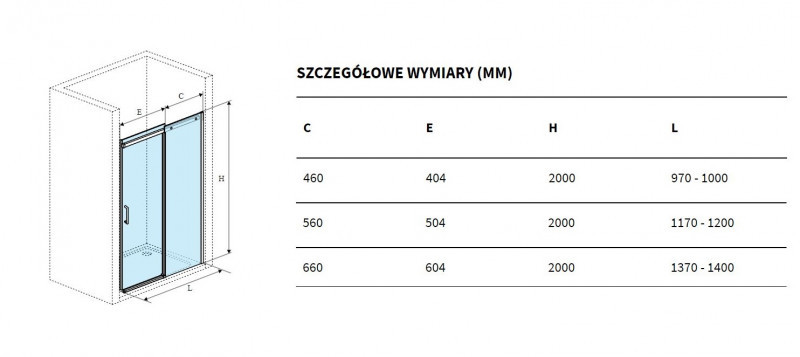 Excellent Rols drzwi do wnęki przesuwne L/P 120 cm złoty przeźroczyste Clean Control