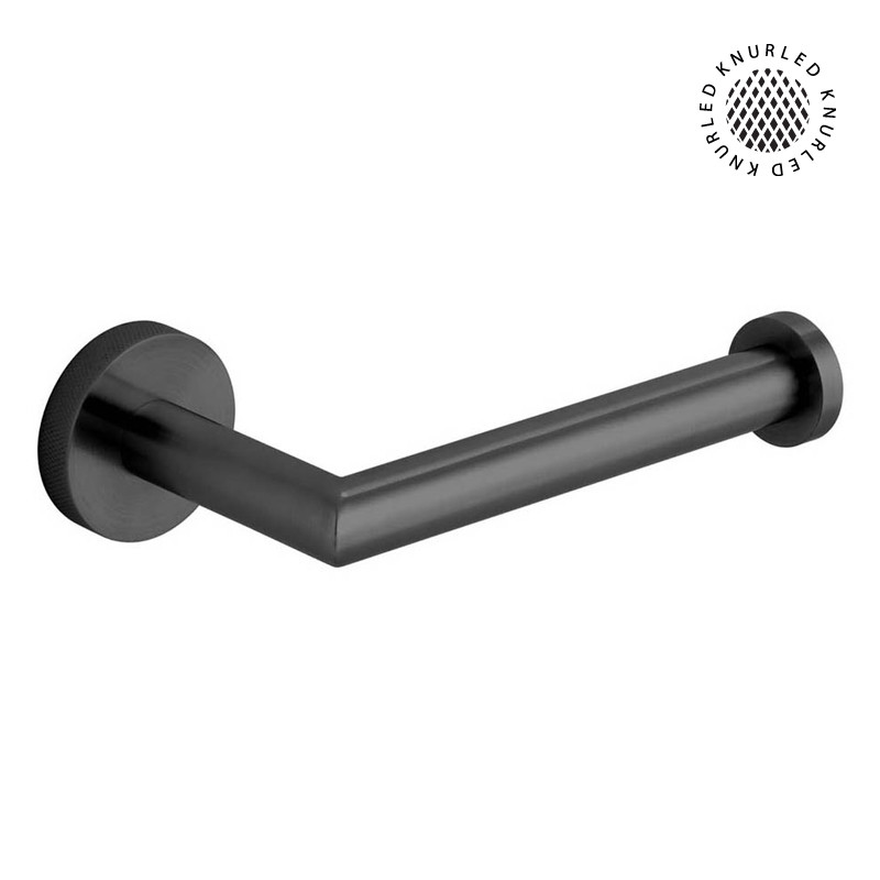 Vado Spa Knurled uchwyt na papier toaletowy czarny szczotkowany IND-SPA180-BLKK