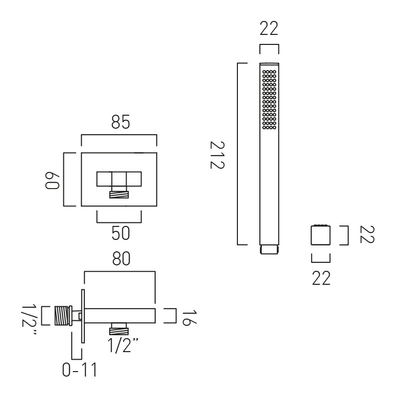 Vado Zoo Individual zestaw prysznicowy punktowy z przyłączem kątowym miedź brąz szczotkowany IND-SFMKWO/SQ-BRZ