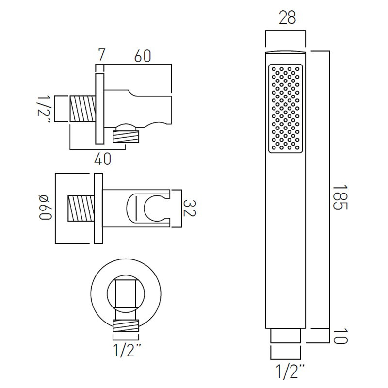 Vado Zoo Individual zestaw prysznicowy punktowy z przyłączem kątowym miedź brąz szczotkowany IND-SFMKWO/RO-BRZ