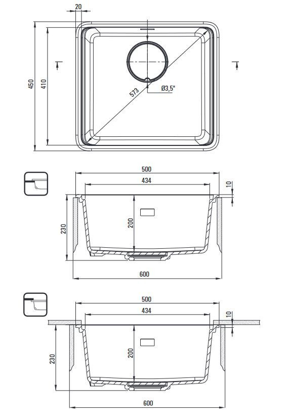 Deante Momi zlewozmywak granitowy 1 komora wpuszczana lub podwieszana szary metalik ZKMS10A