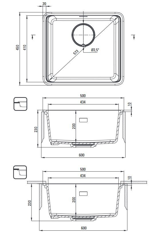 Deante Momi zlewozmywak granitowy 1 komora wpuszczana lub podwieszana antracyt metalik ZKMT10A