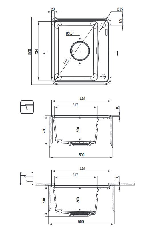 Deante Momi zlewozmywak granitowy 1 komora wpuszczana lub podwieszana biały alabaster ZKMA103