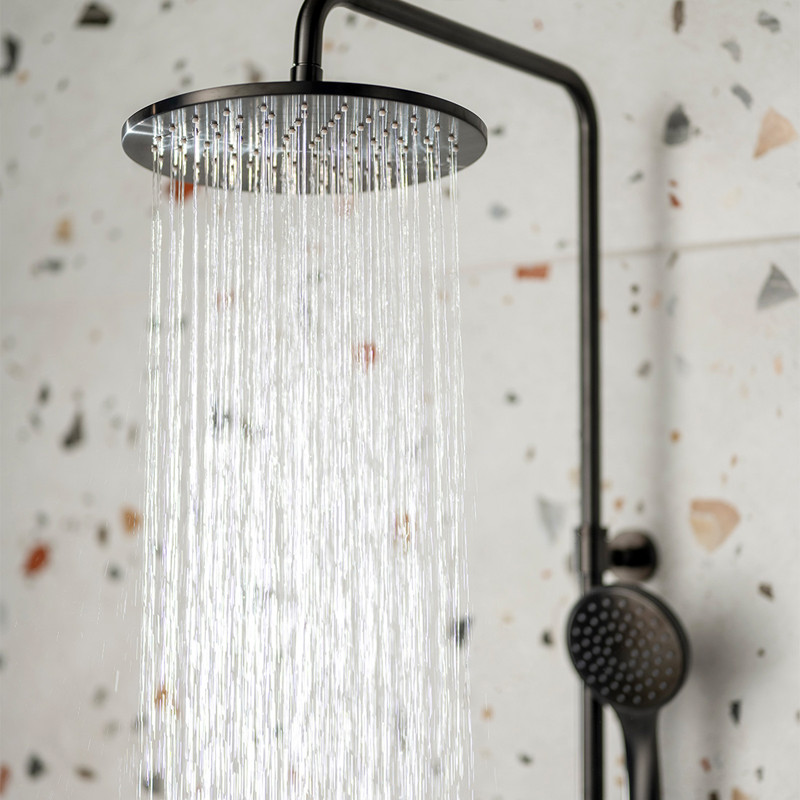 Vado Individual zestaw prysznicowy ścienny z termostatem czarny szczotkowany IND-149RRK-RO-BLK