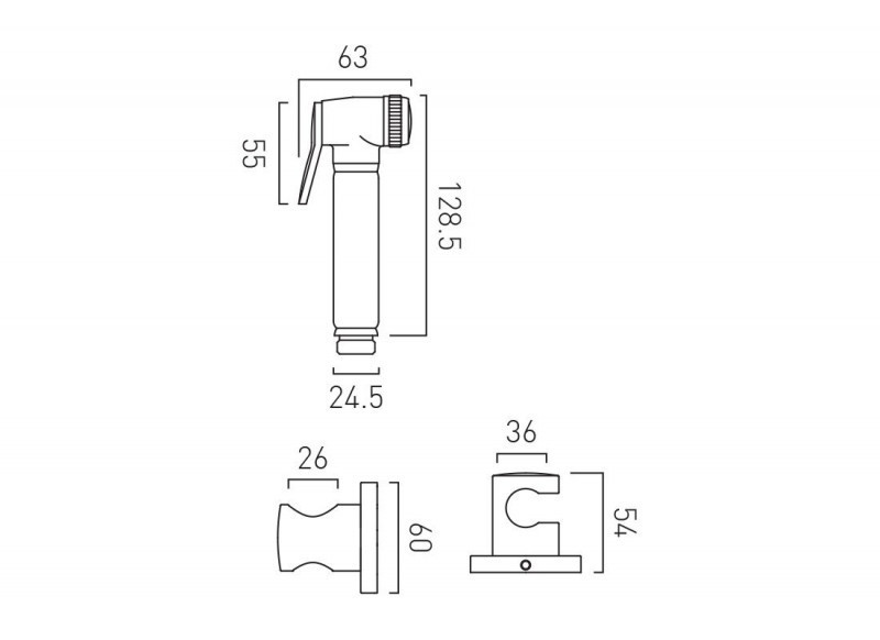Vado Individual bidetta z uchwytem ściennym i wężem złoty szczotkowany IND-SHATTAF-BRG