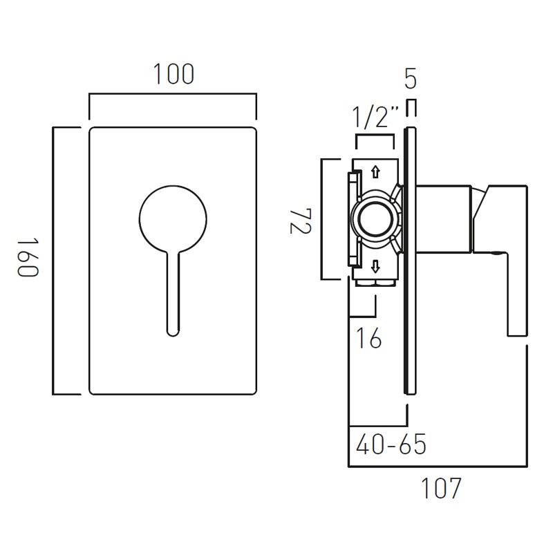 Vado Edit bateria prysznicowa podtynkowa miedź brąz szczotkowany IND-EDI145A-BRZ