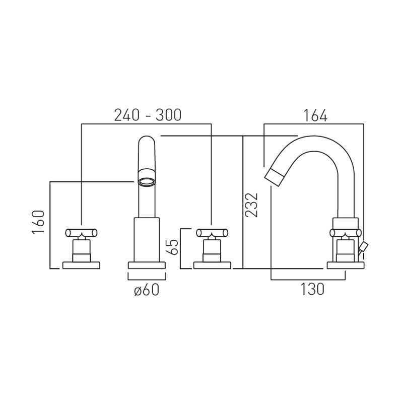 Vado Elements Water bateria umywalkowa trzyotworowa miedź brąz szczotkowany IND-ELW101F-BRZ