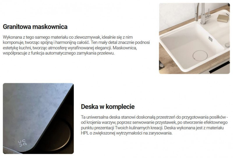 Deante Momi zlewozmywak granitowy 1 komora z ociekaczem biały alabaster ZKMA113