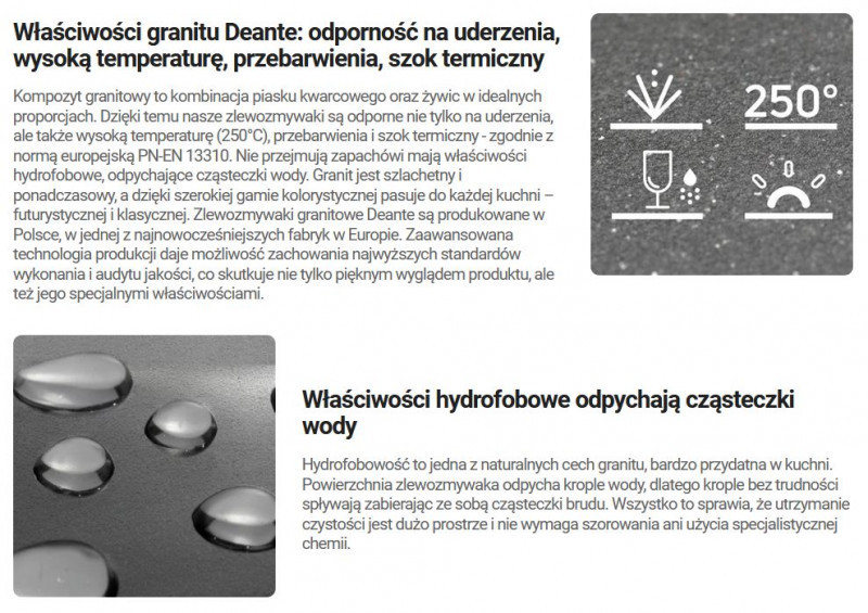 Deante Momi zlewozmywak granitowy 1 komora z ociekaczem biały alabaster ZKMA113