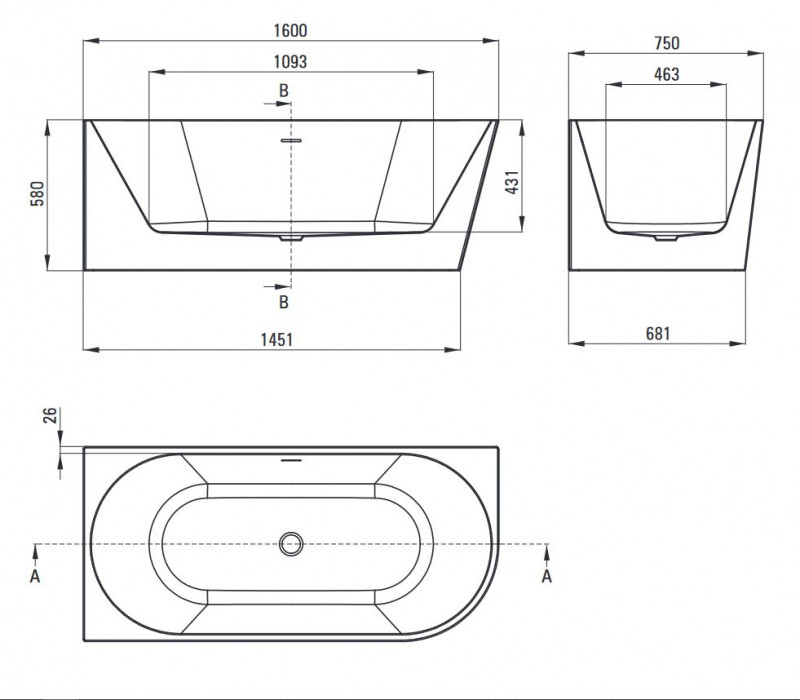 Deante Silia wanna wolnostojąca przyścienna narożna lewa 160x75 akryl biały KDS016L