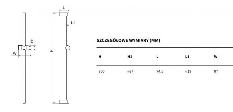 Excellent drążek prysznicowy 0,7 m złoty AREX.SR.70GL