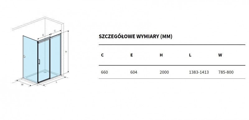 Excellent Rols kabina prostokątna 140x80 cm drzwi przesuwne L/P złoty przeźroczyste Clean Control