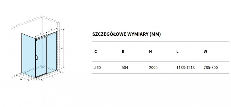 Excellent Rols kabina prostokątna 120x80 cm drzwi przesuwne L/P złoty przeźroczyste Clean Control