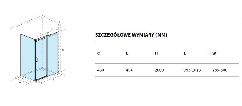 Excellent Rols kabina prostokątna 100x80 cm drzwi przesuwne L/P złoty przeźroczyste Clean Control