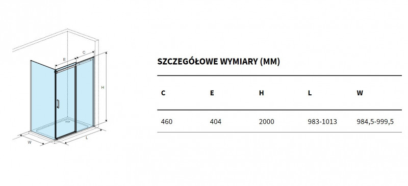 Excellent Rols kabina kwadratowa 100x100 cm drzwi przesuwne L/P chrom przeźroczyste Clean Control