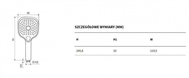 Excellent słuchawka prysznicowa 3-funkcyjna złoty połysk AREX.SH.100GL