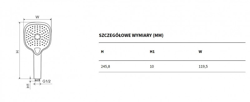 Excellent słuchawka prysznicowa 3-funkcyjna czarny mat AREX.SH.100BL