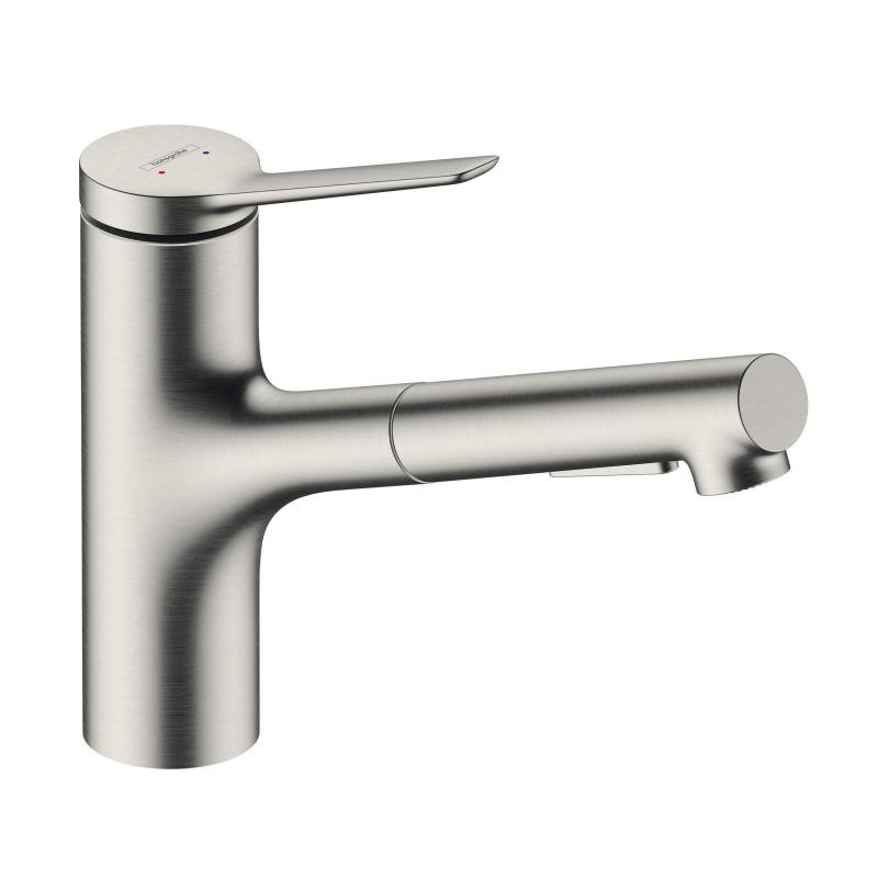 Hansgrohe Zesis M33 bateria zlewozmywakowa kuchenna 150, 2jet  z wyciąganą wylewką sBox stal szlachetna 74821800