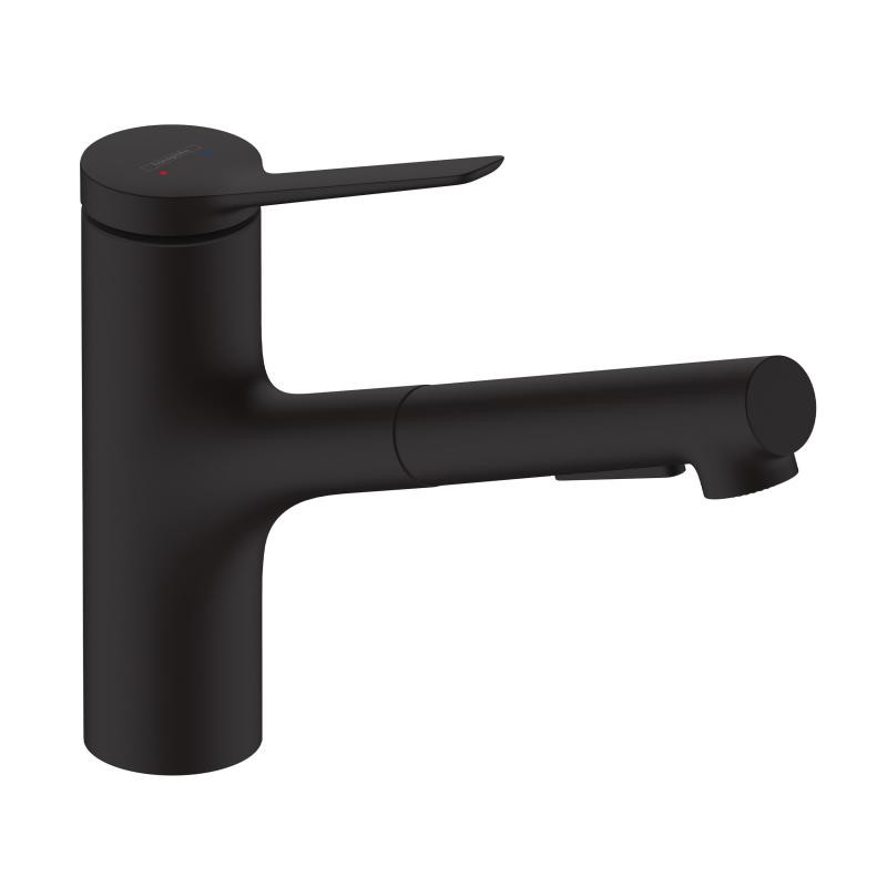 Hansgrohe Zesis M33 bateria zlewozmywakowa kuchenna 150, 2jet  z wyciąganą wylewką sBox czarny mat 74821670