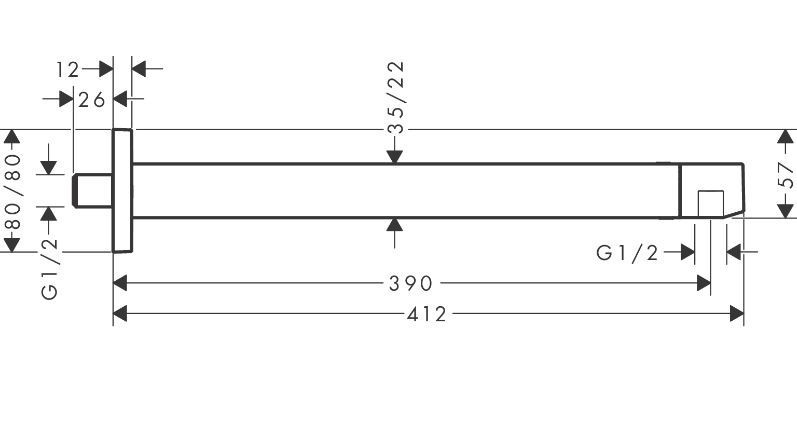 Hansgrohe Pulsify E 39 ramię ścienne czarny mat 24337670