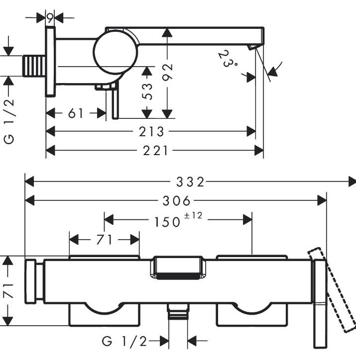Hansgrohe Tecturis E bateria wannowa ścienna czarny mat 73420670