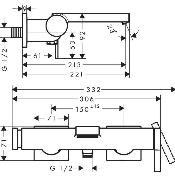 Hansgrohe Tecturis E bateria wannowa ścienna chrom 73420000