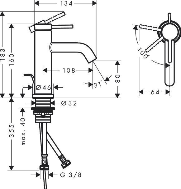 Hansgrohe Tecturis S bateria umywalkowa 80 CoolStart EcoSmart z korkem automatycznym biały mat 73302700