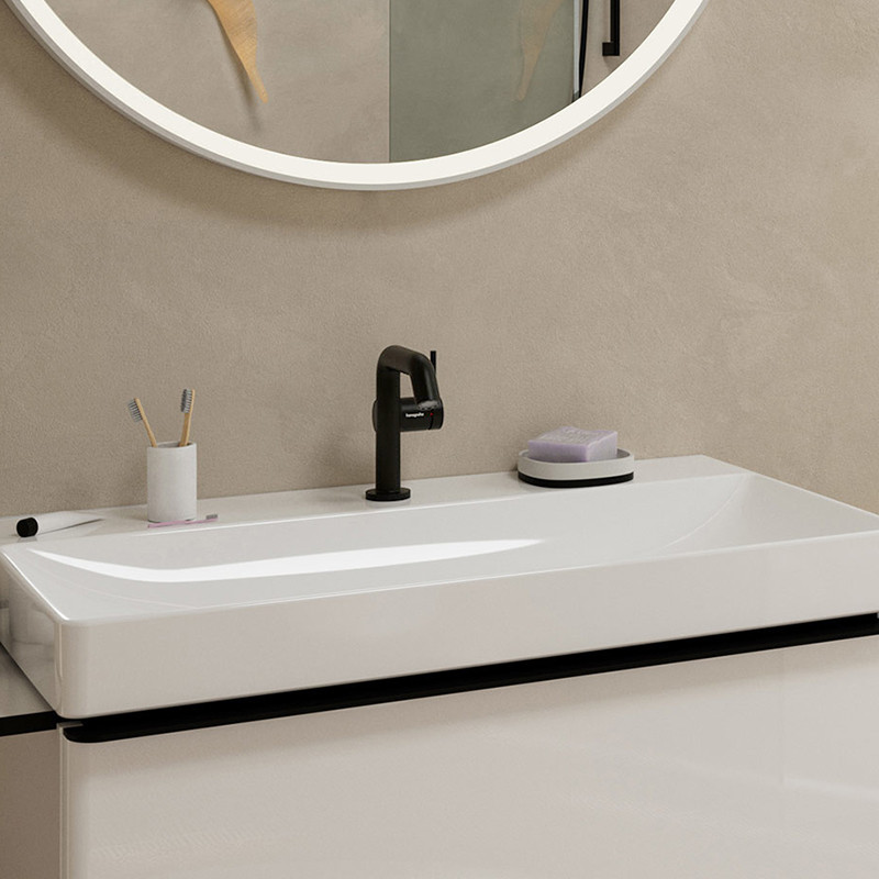 Hansgrohe Tecturis S bateria umywalkowa 110 Fine CoolStart Ecosmart z korkiem klik-klak Push-Open czarny mat 73320670