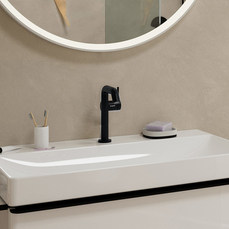 Hansgrohe Tecturis S bateria umywalkowa 150 Fine CoolStart Ecosmart z korkiem klik-klak Push-Open czarny mat 73340670