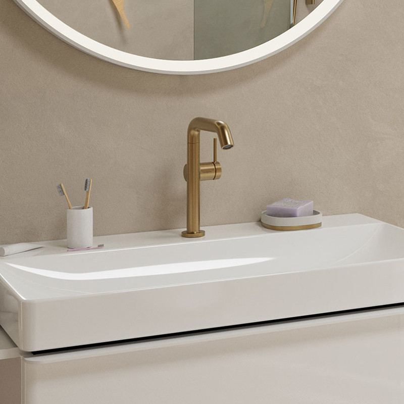 Hansgrohe Tecturis S bateria umywalkowa 210 Fine z obrotową wylewką CoolStart Ecosmart z korkiem klik-klak push-open brąz szczotkowany 73360140