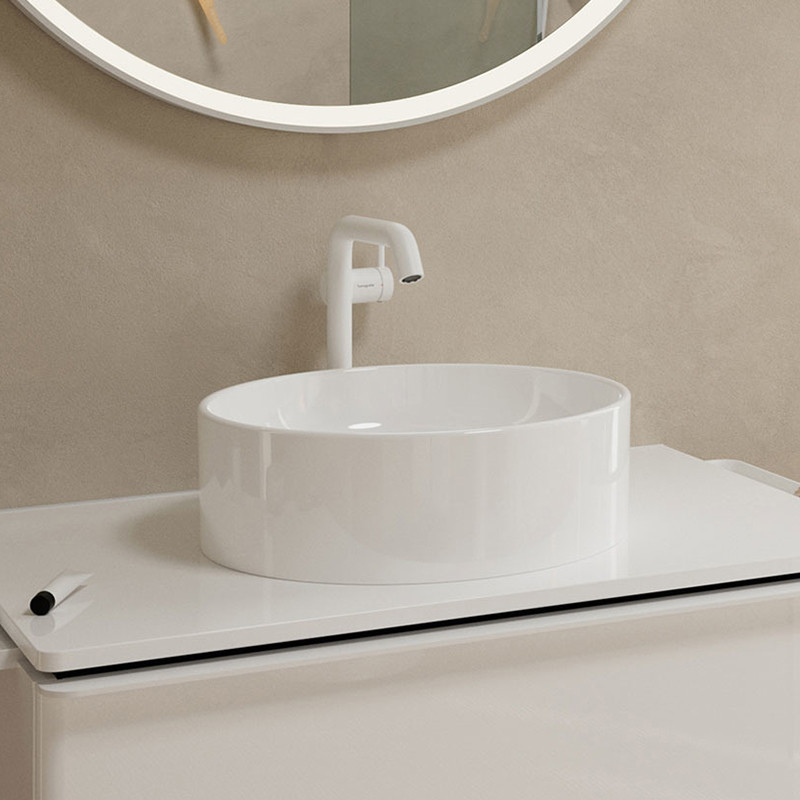 Hansgrohe Tecturis S bateria umywalkowa wysoka 240 Fine CoolStart Ecosmart z korkiem klik-klak push-open biały mat 73370700