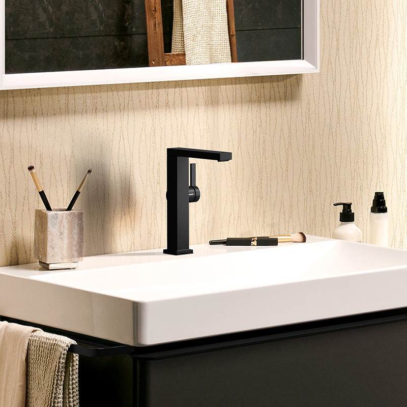 Hansgrohe Tecturis E bateria umywalkowa 210 Fine z obrotową wylewką CoolStart Ecosmart z korkiem klik-klak push-open czarny mat 73060670