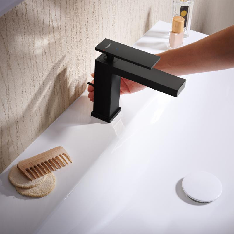 Hansgrohe Tecturis E bateria umywalkowa 110 CoolStart EcoSmart z korkem automatycznym czarny mat 73014670