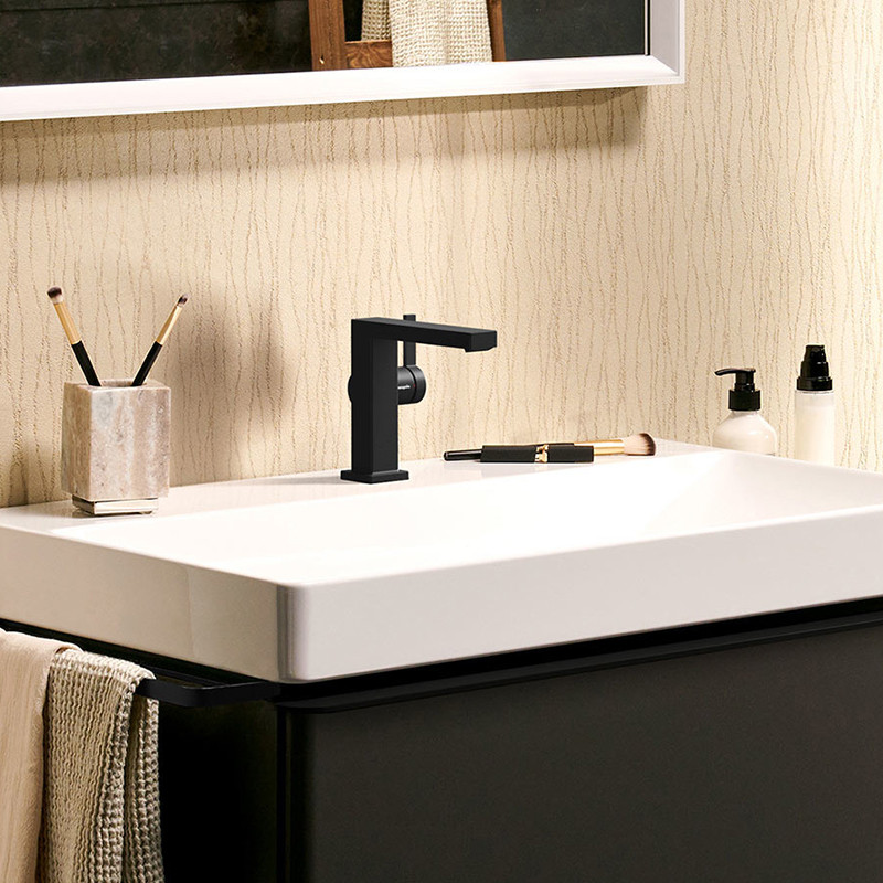 Hansgrohe Tecturis E bateria umywalkowa 110 Fine CoolStart EcoSmart z korkem klik-klak push-open czarny mat 73020670