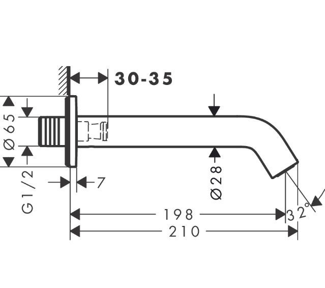 Hansgrohe Tecturis S wylewka wannowa 198 mm biały mat 73411700